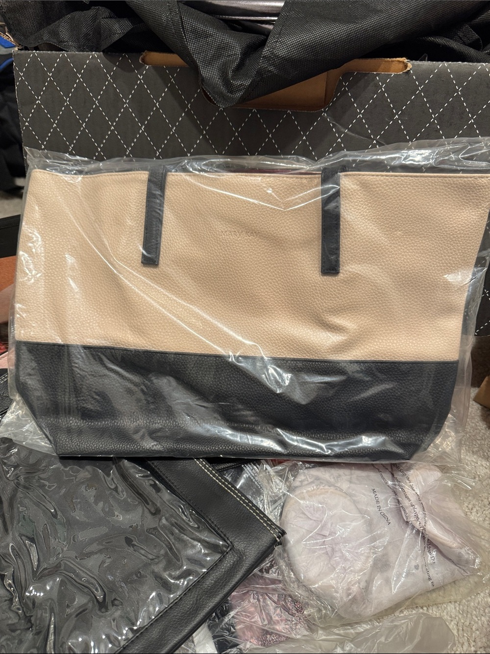 Mary Kay Beige and Black Colorblock Tote